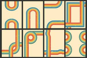 70s retro perspective lines background. Vintage colourful stripes banner, backdrop and wallpaper vector. vector
