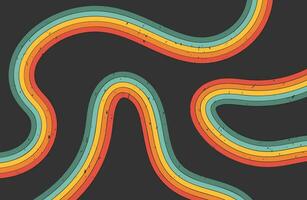 Retro textured background with rainbow. Abstract horizontal black backdrop with line vector