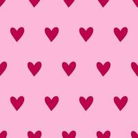 Trendy hand-drawn seamless pattern with hearts, love symbol. Valentines day vector background