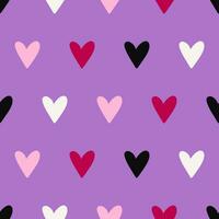 Trendy hand-drawn seamless pattern with hearts, love symbol. Valentines day vector background