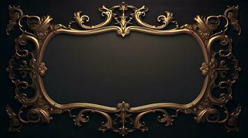 vintage luxury golden frame on black background photo