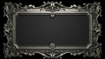 monochrome vintage luxury frame on black background photo