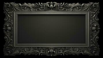 monochrome vintage luxury frame on black background photo