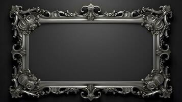 monochrome vintage luxury frame on black background photo