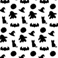 Seamless pattern Halloween symbols. Halloween black silhouettes.Vector illustration vector