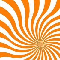Orange swirling pattern background. Halloween color. Vortex starburst spiral twirl square. Helix rotation rays. Converging scalable stripes. Vector illustration