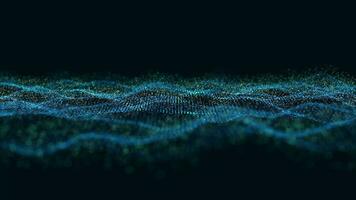 digital particle wave and lights background , Digital particle cyber or technology background, Animation of seamless loop. video