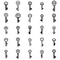 Black Outline Key Icon Set for Security and Access Themes vector