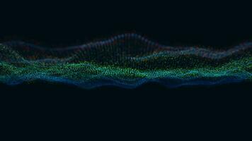 Technology digital particle wave motion on white background, Colorful line wave video