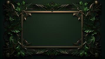 a fancy frame with green leaves and vines photo