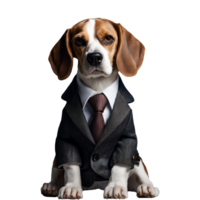 Portrait of Humanoid Anthropomorphic Beagle Dog Wearing Business Suit Isolated Transparent Generative AI png