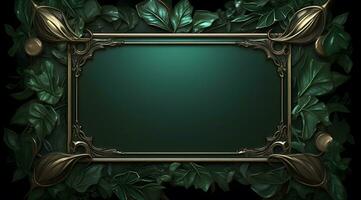 a fancy frame with green leaves and vines photo