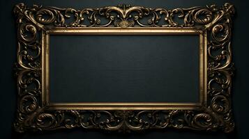 vintage luxury golden frame on black background photo