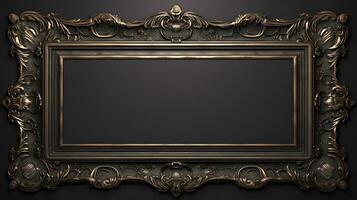 vintage luxury golden frame on black background photo