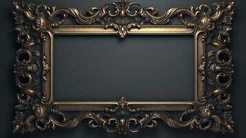 vintage luxury golden frame on black background photo