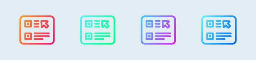 Choice line icon in gradient colors. Choose button signs vector illustration.