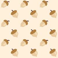 Seamless pattern with acorn in cartoon flat style. vector