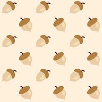 Seamless pattern with acorn in cartoon flat style. vector