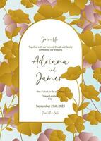 Wedding Invitation with Floral Background vector