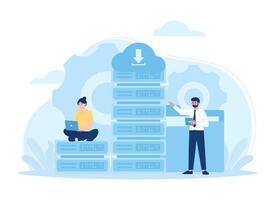 Database management system  web hosting concept flat illustration vector