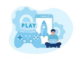 Game development, game programming technology concept flat illustration vector