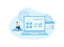 Training business management  analyzing data concept flat illustration vector