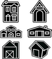 House Silhouette vector Bundle, House black pictogram set, Building silhouette symbol on white Background.