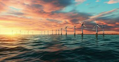 Wind farm in the ocean photo