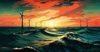 Wind farm in the ocean photo