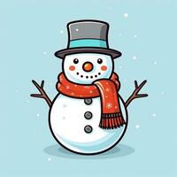 Cute cartoon snowman isolated photo
