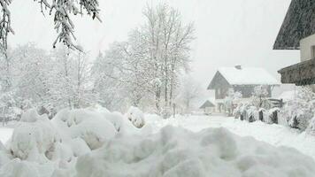 Snowy street in a small village in East Tyrol in Austria video