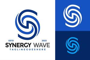 Letter S Synergy weves Logo design vector symbol icon illustration