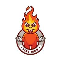 fuego hombre dibujos animados mascota logo vector