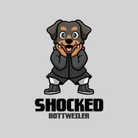 conmocionado Rottweiler dibujos animados mascota logo diseño vector