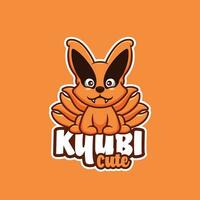 linda kyubi dibujos animados mascota logo vector