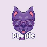 Purple Cat Cartoon Mascot Logo Design vector