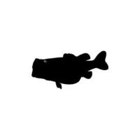 Bass Fish Silhouette, can use for Art Illustration, Logo Gram, Pictogram, Mascot, Website, or Graphic Design Element. Vector Illustration