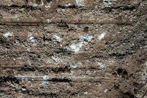Cracked and abstract grunge texture. Aged material surface backdrop. Weathered effect pattern. Old and dirty background. photo