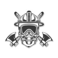 bombero cráneo casco y máscara hacha en antecedentes vector bombero gráfico elemento vector diseño