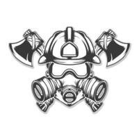 firefighter skull mask helmet vector with axe in background, fire fighter vector bundle