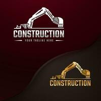 Excavator construction heavy equipment logo vector