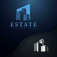 Building logo design with negative space style real estate, architecture, construction vector