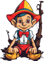 Pinocchio Digital Art T Shirt Design AI Generative png