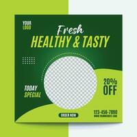 Food social media banner and post design template vector