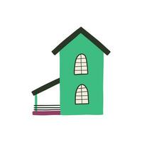 Cute private house in flat style. hand drawn vector illustration