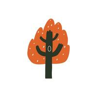 autumn tree in flat style. hand drawn vector illustration