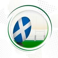 Flag of Scotland on rugby ball. Round rugby icon with flag of Scotland. vector