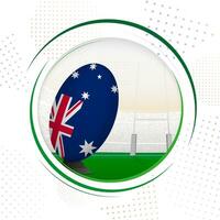 Flag of Australia on rugby ball. Round rugby icon with flag of Australia. vector