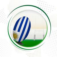 Flag of Uruguay on rugby ball. Round rugby icon with flag of Uruguay. vector