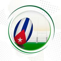 Flag of Cuba on rugby ball. Round rugby icon with flag of Cuba. vector